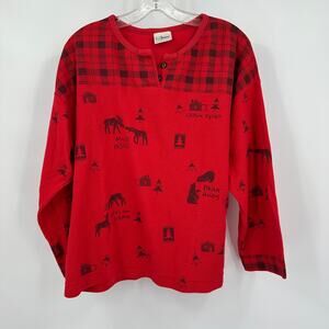 Artisans Sunschein Designs Womens‎ Sweater Size XL Red Cabin Print Cabincore